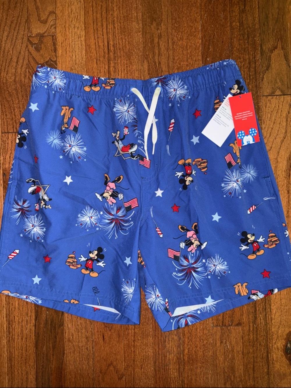 Old Navy Disney Mickey Mouse Americana Fireworks 4th of July Swim Trunks NWT